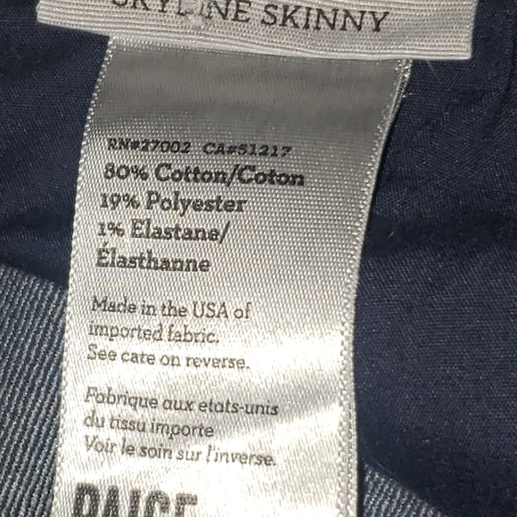 PAIGE JEANS SKYLINE SKINNY SZ 30 INDIGO FLAWLESS - Picture 4 of 5